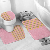 Hawaii Shell Tiare Anthurium Heliconia Lei Bathroom Set With Tapa Pattern Baby Pink