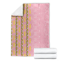 Hawaii Shell Tiare Anthurium Heliconia Lei Blanket With Tapa Pattern Baby Pink