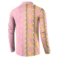 Hawaii Shell Tiare Anthurium Heliconia Lei Button Sweatshirt With Tapa Pattern Baby Pink