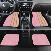 Hawaii Shell Tiare Anthurium Heliconia Lei Car Mats With Tapa Pattern Baby Pink