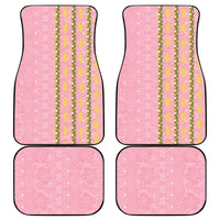 Hawaii Shell Tiare Anthurium Heliconia Lei Car Mats With Tapa Pattern Baby Pink