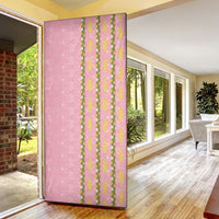 Hawaii Shell Tiare Anthurium Heliconia Lei Door Cover With Tapa Pattern Baby Pink