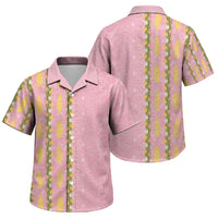 Hawaii Shell Tiare Anthurium Heliconia Lei Family Matching Tank Maxi Dress and Hawaiian Shirt With Tapa Pattern Baby Pink LT05 Son's Shirt Pink - Polynesian Pride