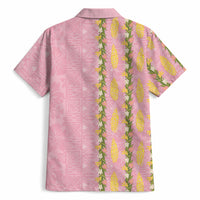 Hawaii Shell Tiare Anthurium Heliconia Lei Hawaiian Shirt With Tapa Pattern Baby Pink LT05 - Polynesian Pride