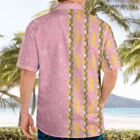 Hawaii Shell Tiare Anthurium Heliconia Lei Hawaiian Shirt With Tapa Pattern Baby Pink LT05 - Polynesian Pride