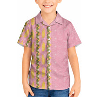 Hawaii Shell Tiare Anthurium Heliconia Lei Hawaiian Shirt With Tapa Pattern Baby Pink LT05 - Polynesian Pride
