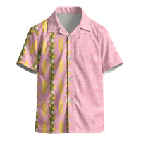 Hawaii Shell Tiare Anthurium Heliconia Lei Kid Hawaiian Shirt With Tapa Pattern Baby Pink LT05 - Polynesian Pride