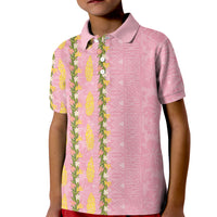 Hawaii Shell Tiare Anthurium Heliconia Lei Kid Polo Shirt With Tapa Pattern Baby Pink