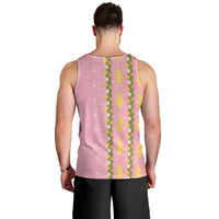 Hawaii Shell Tiare Anthurium Heliconia Lei Men Tank Top With Tapa Pattern Baby Pink