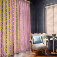 Hawaii Shell Tiare Anthurium Heliconia Lei Window Curtain With Tapa Pattern Baby Pink