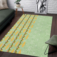 Hawaii Shell Tiare Anthurium Heliconia Lei Area Rug With Tapa Pattern Baby Green