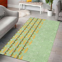 Hawaii Shell Tiare Anthurium Heliconia Lei Area Rug With Tapa Pattern Baby Green