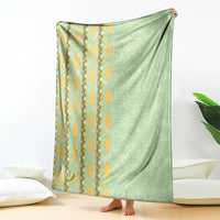 Hawaii Shell Tiare Anthurium Heliconia Lei Blanket With Tapa Pattern Baby Green