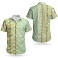Hawaii Shell Tiare Anthurium Heliconia Lei Couples Matching Short Sleeve Bodycon Dress and Hawaiian Shirt With Tapa Pattern Baby Green LT05 - Polynesian Pride