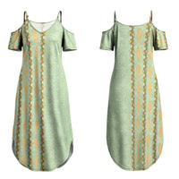 Hawaii Shell Tiare Anthurium Heliconia Lei Couples Matching Summer Maxi Dress and Hawaiian Shirt With Tapa Pattern Baby Green LT05 - Polynesian Pride