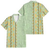 Hawaii Shell Tiare Anthurium Heliconia Lei Family Matching Mermaid Dress and Hawaiian Shirt With Tapa Pattern Baby Green LT05 Dad's Shirt - Short Sleeve Green - Polynesian Pride
