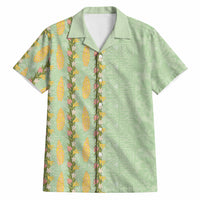 Hawaii Shell Tiare Anthurium Heliconia Lei Hawaiian Shirt With Tapa Pattern Baby Green LT05 Green - Polynesian Pride