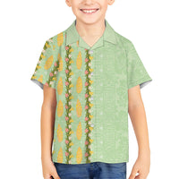 Hawaii Shell Tiare Anthurium Heliconia Lei Hawaiian Shirt With Tapa Pattern Baby Green