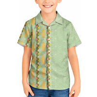 Hawaii Shell Tiare Anthurium Heliconia Lei Hawaiian Shirt With Tapa Pattern Baby Green LT05 - Polynesian Pride