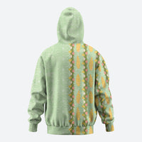Hawaii Shell Tiare Anthurium Heliconia Lei Hoodie With Tapa Pattern Baby Green