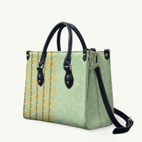 Hawaii Shell Tiare Anthurium Heliconia Lei Leather Bag With Tapa Pattern Baby Green