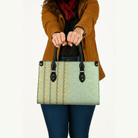 Hawaii Shell Tiare Anthurium Heliconia Lei Leather Bag With Tapa Pattern Baby Green