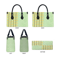 Hawaii Shell Tiare Anthurium Heliconia Lei Leather Bag With Tapa Pattern Baby Green