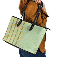 Hawaii Shell Tiare Anthurium Heliconia Lei Leather Tote Bag With Tapa Pattern Baby Green