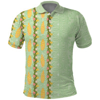Hawaii Shell Tiare Anthurium Heliconia Lei Polo Shirt With Tapa Pattern Baby Green