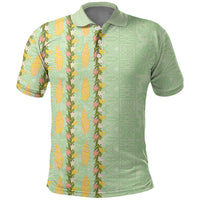 Hawaii Shell Tiare Anthurium Heliconia Lei Polo Shirt With Tapa Pattern Baby Green LT05 Green - Polynesian Pride