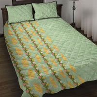 Hawaii Shell Tiare Anthurium Heliconia Lei Quilt Bed Set With Tapa Pattern Baby Green
