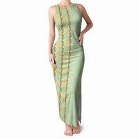 Hawaii Shell Tiare Anthurium Heliconia Lei Tank Maxi Dress With Tapa Pattern Baby Green LT05 Women Green - Polynesian Pride