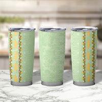 Hawaii Shell Tiare Anthurium Heliconia Lei Tumbler Cup With Tapa Pattern Baby Green