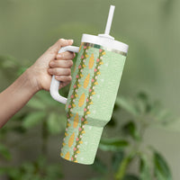 Hawaii Shell Tiare Anthurium Heliconia Lei Tumbler With Handle With Tapa Pattern Baby Green