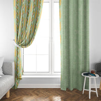 Hawaii Shell Tiare Anthurium Heliconia Lei Window Curtain With Tapa Pattern Baby Green