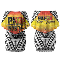 Papua New Guinea Independence Day Couples Matching Off Shoulder Short Dress and Hawaiian Shirt One People One Nation One PNG LT05 - Polynesian Pride