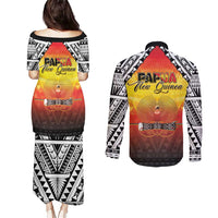 Papua New Guinea 49th Independence Day Couples Matching Puletasi and Long Sleeve Button Shirt One People One Nation One PNG