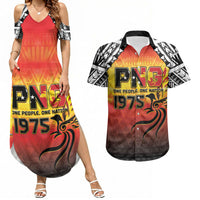 Papua New Guinea Independence Day Couples Matching Summer Maxi Dress and Hawaiian Shirt One People One Nation One PNG LT05 Yellow - Polynesian Pride