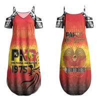 Papua New Guinea Independence Day Family Matching Summer Maxi Dress and Hawaiian Shirt One People One Nation One PNG LT05 Mom's Dress Yellow - Polynesian Pride