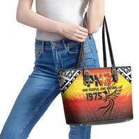Papua New Guinea Independence Day Leather Tote Bag One People One Nation One PNG LT05 - Polynesian Pride