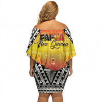 Papua New Guinea Independence Day Off Shoulder Short Dress One People One Nation One PNG LT05 - Polynesian Pride