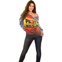 Papua New Guinea 50th Independence Day Off Shoulder Sweater One People One Nation One PNG LT05 - Polynesian Pride