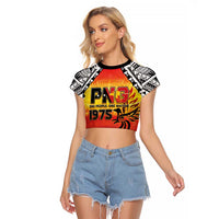 Papua New Guinea 49th Independence Day Raglan Cropped T Shirt One People One Nation One PNG
