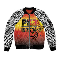 Papua New Guinea Independence Day Sleeve Zip Bomber Jacket One People One Nation One PNG LT05 Unisex Yellow - Polynesian Pride