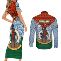 Vanuatu Penama Province Couples Matching Short Sleeve Bodycon Dress and Long Sleeve Button Shirts Vanuatuan Coat Of Arms Polynesian Pattern LT05 - Polynesian Pride