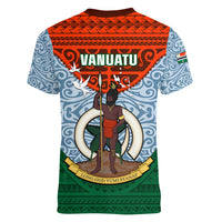 Vanuatu Penama Province Women V Neck T Shirt Vanuatuan Coat Of Arms Polynesian Pattern LT05 - Polynesian Pride