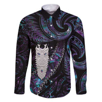 New Zealand Aotearoa Family Matching Tank Maxi Dress and Hawaiian Shirt Maori Tane Te Waiora Paua Shell Glitter Purple