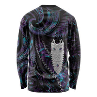 New Zealand Aotearoa Long Sleeve Shirt Maori Tane Te Waiora Paua Shell Glitter Purple