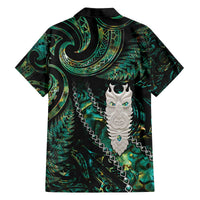 New Zealand Aotearoa Family Matching Off The Shoulder Long Sleeve Dress and Hawaiian Shirt Maori Tane Te Waiora Paua Shell Glitter Green LT05 - Polynesian Pride
