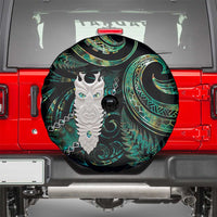 New Zealand Aotearoa Spare Tire Cover Maori Tane Te Waiora Paua Shell Glitter Green